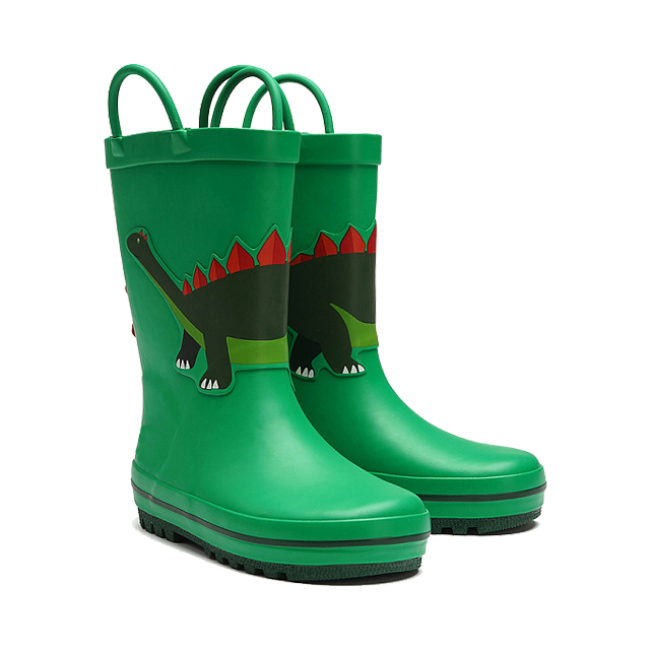Baby Rain Boots Anti-slip Green  3D Printing Custom Rain Boots Kids Waterproof  Rubber wellies