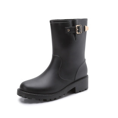 Special New Middle Heel Rain Shoes Women's Fashion Square Buckle Anti-skid PVC Rain Boot