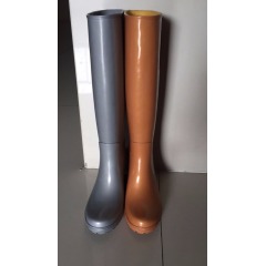 Women's Metal Color Wedge Heel Rubber Rain Boots