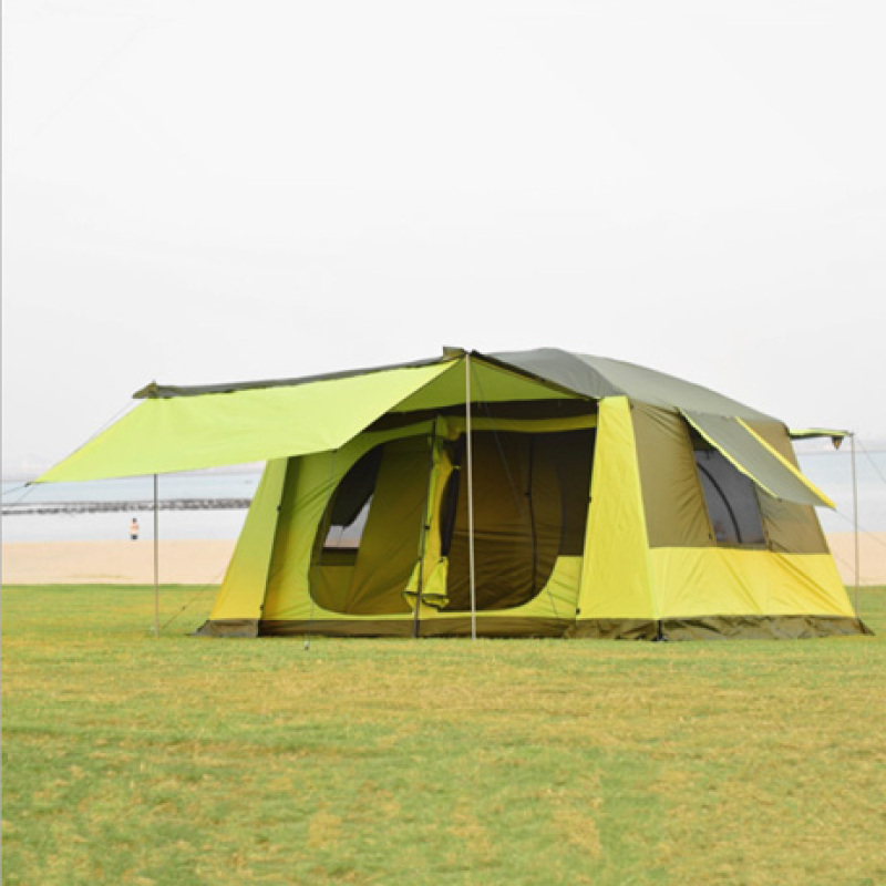 Outdoor Multi Person Double Layer Tent Sunshade Shelter Waterproof Household Camping Family Tent Wholesale