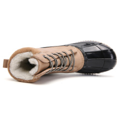 Wholesale High Quality Plush Fur Waterproof  Fleece Mid-length Snow Boots  Men Winter Shoes