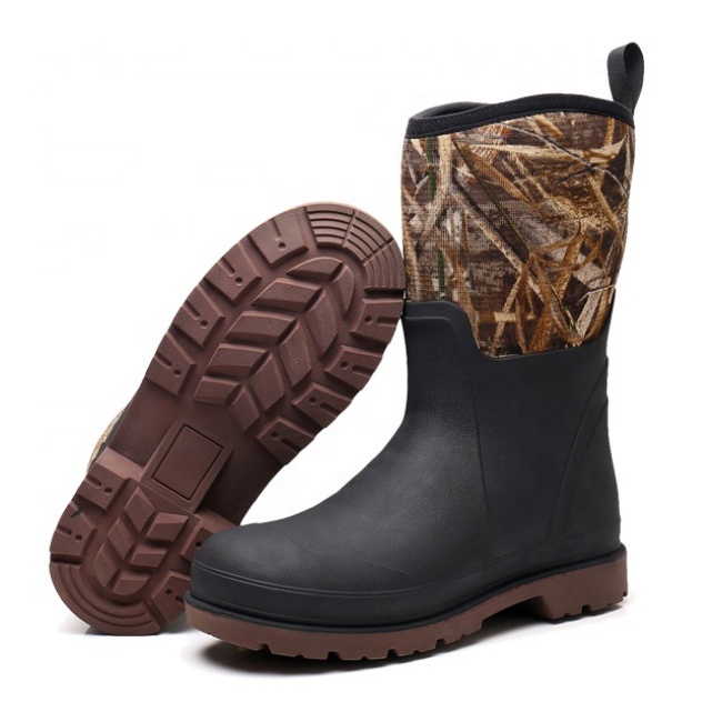 Camo High-quality Customized Men Boots Neoprene Rain Boots Waterproof Rubber Wellies