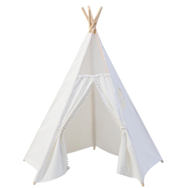 Kids White Canvas Indoor Play Teepee tent