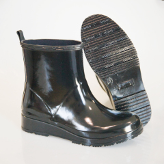 Women's Waterproof Wedge Rain Boots Shiny Rubber Boots with Platform
