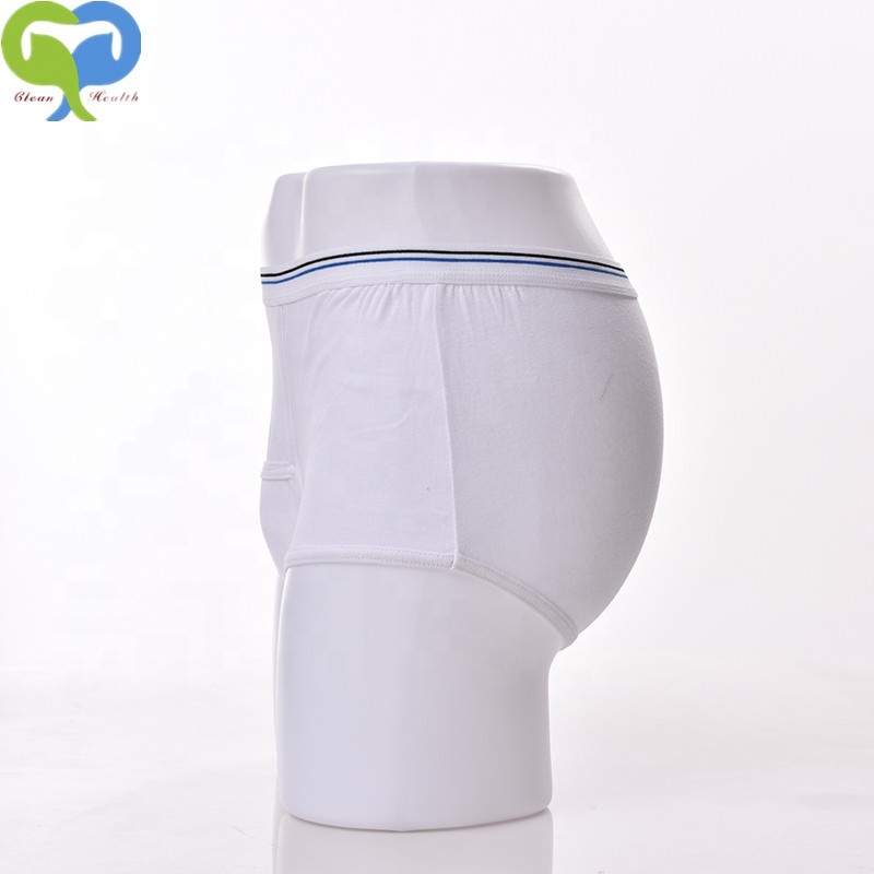 mens incontinence underwear men boxers protective briefs reusable panties WHITE