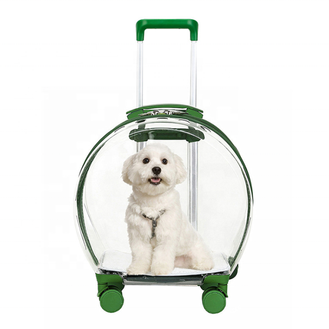 Pet Dog Trolley Backpack Portable Outdoor Cat Dog Carrier Bag Travel Wheeling Suitcase for Pet Travel Transparent Case