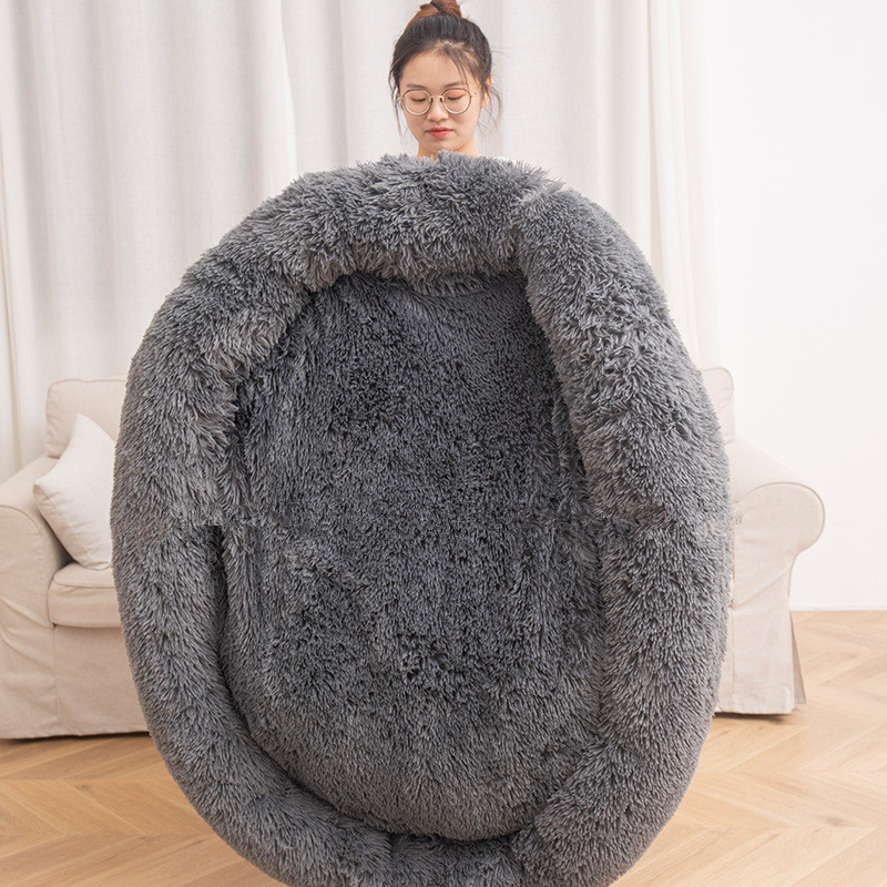 Hot Sale Popular Soft Premium Custom Color Available Autumn Winter Thickened Removable Plush Warm Donut Pet Bed