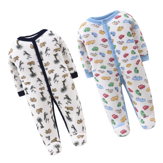 Hot sale 2021 new baby boys romper newborn toddler girl cotton footed pajamas baby clothes