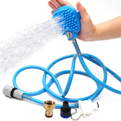 Plastic Pet Massage Silicone Sprinkler Bathing Blue Brush With Water Pipe