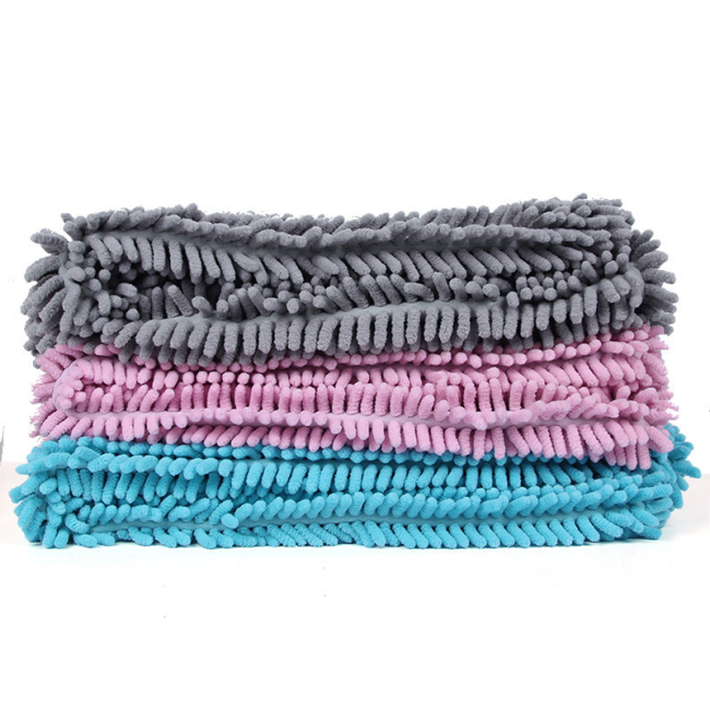 Fast Drying Pet Super Absorbent Soft Microfiber Chenille Bath Towel for cats