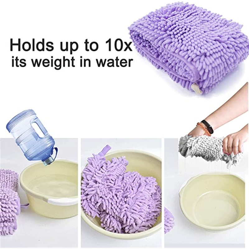 In Stock Quick Dry Soft Microfiber VIOLET Chenille Material Pet Bath Towels