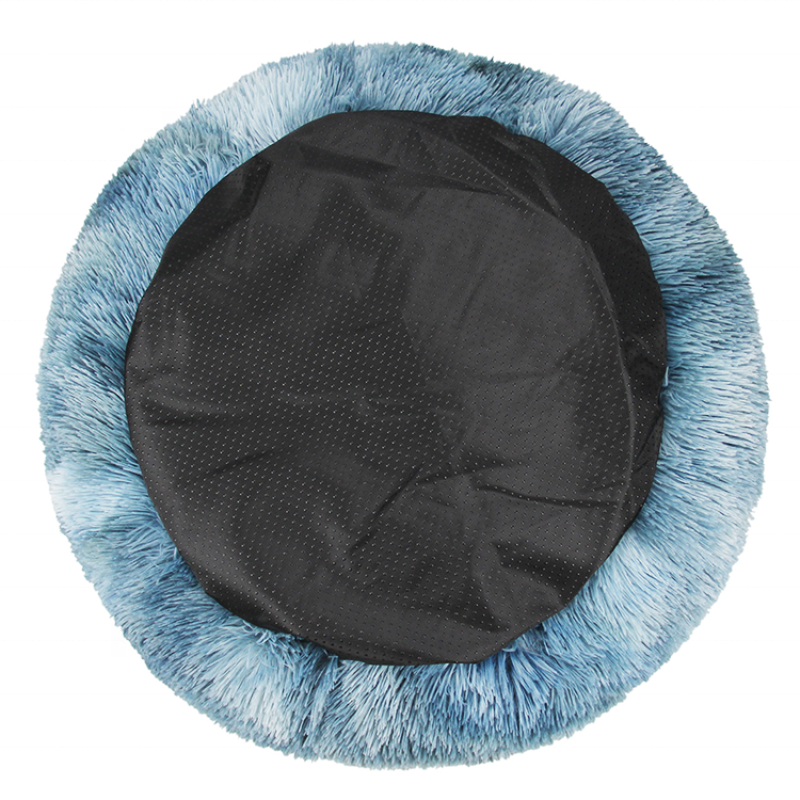 Luxury Round Dog Cushion Plush Washable Orthopedic Calming Donut Pet Cat Bed with Grass Frost Effects on Gradients Puppy Nest