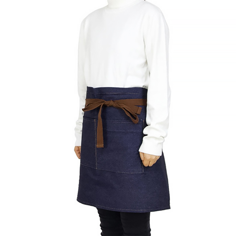 High Quality Coffee Shop Cotton Denim Waterproof Work Apron with Two Pocket