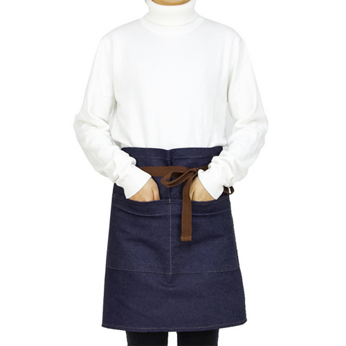 High Quality Coffee Shop Cotton Denim Waterproof Work Apron with Two Pocket