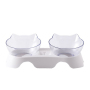Transparent Plastic Pet Bowl Pet Double Feeding Bowl with Tilted Raised Stand