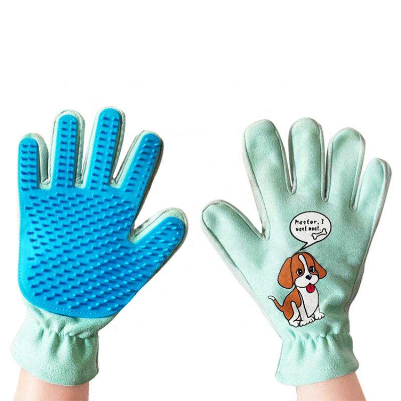 Pet Grooming Glove Gentle Deshedding Brush Glove Free Sample Custom Silicone Pet Hair Removal Brush Massage