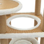 Multi-Level Cat Furniture Condo Cat Tree for Large Cats with Natural rattan Mat