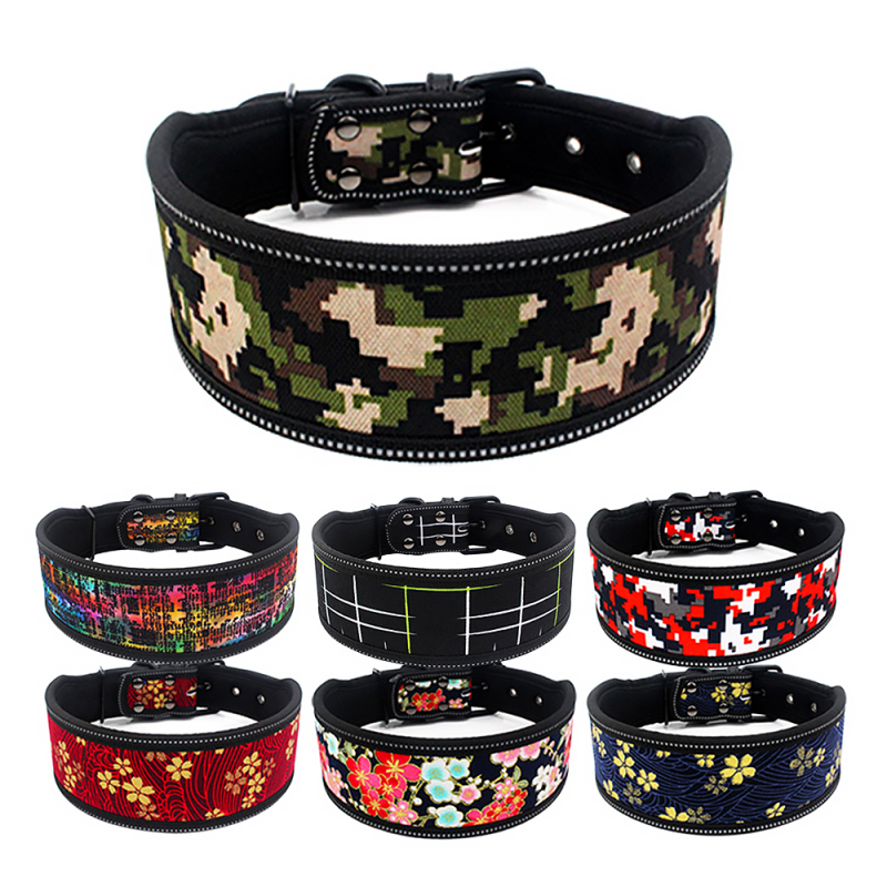 Wholesale Breathable Dog Collars Adjustable Metal Buckle Durable Reflective Pet Dog Collars