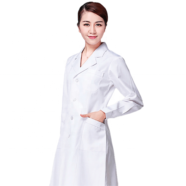 Womens Long Sleeve Embroidered Collar Scrub new style nurse uniform white dress