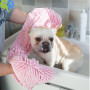 PINK 85x60cm Pet Bath Towel Ultra Soft Microfiber Chenille Dog Dry Towel Hand Pockets Super Absorbent Durable Quick Drying Towel