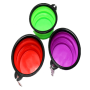 Silicone Pudding Collapsible Folding Foldable Pet Bowl With Carabiner Clip Soft Pet Food Portable Travel Plastic Bowl