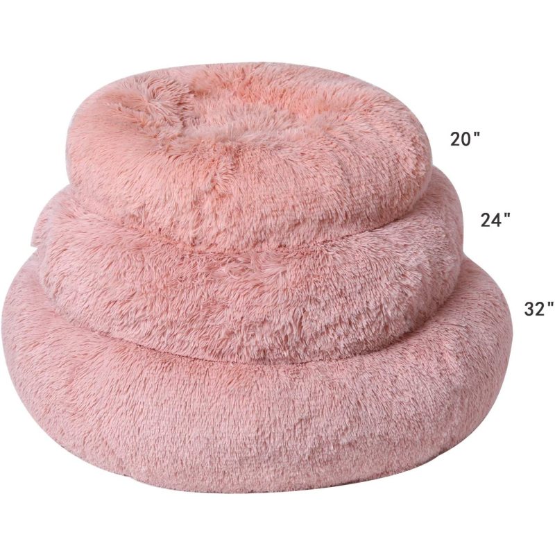 Basics Round Bolster Small or Medium Machine Washable Calming Cozy Soft Microfleece Pet Bed
