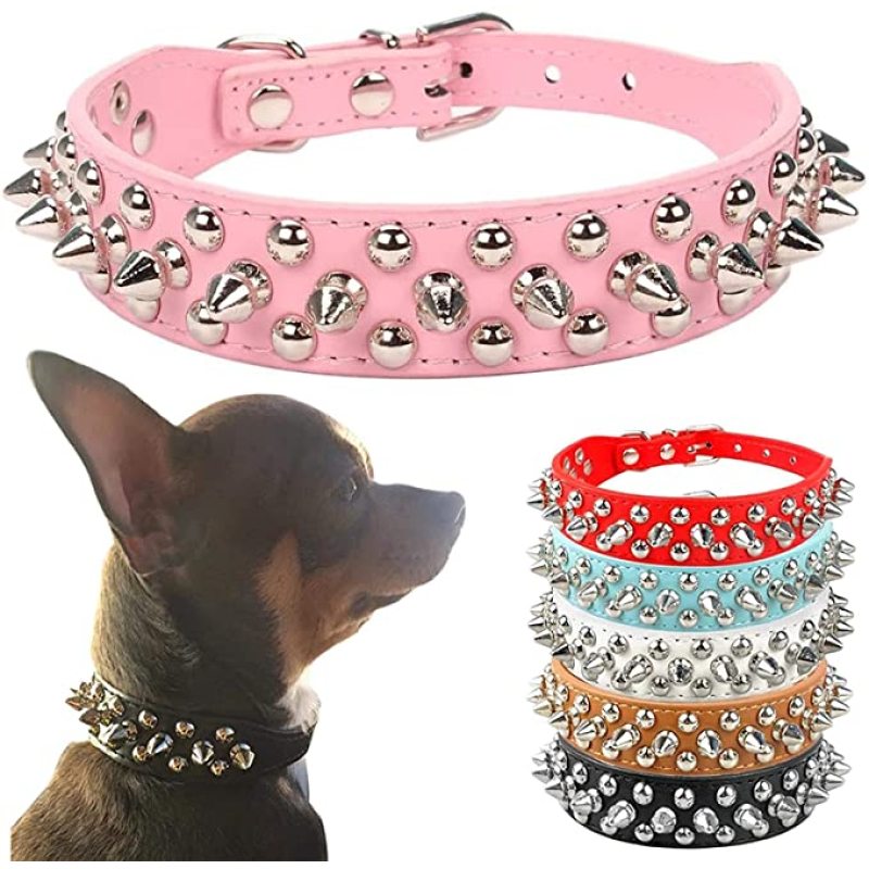 Wholesale Durable Leather Pet Collar Spiked Studded for Small Medium Large Pet