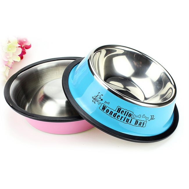 Wholesale  Pet Bowl  Stainless Steel Pet Feeding Bowls Multiple Colour Pet Food Water Bowl with Non-Slip Rubber Base