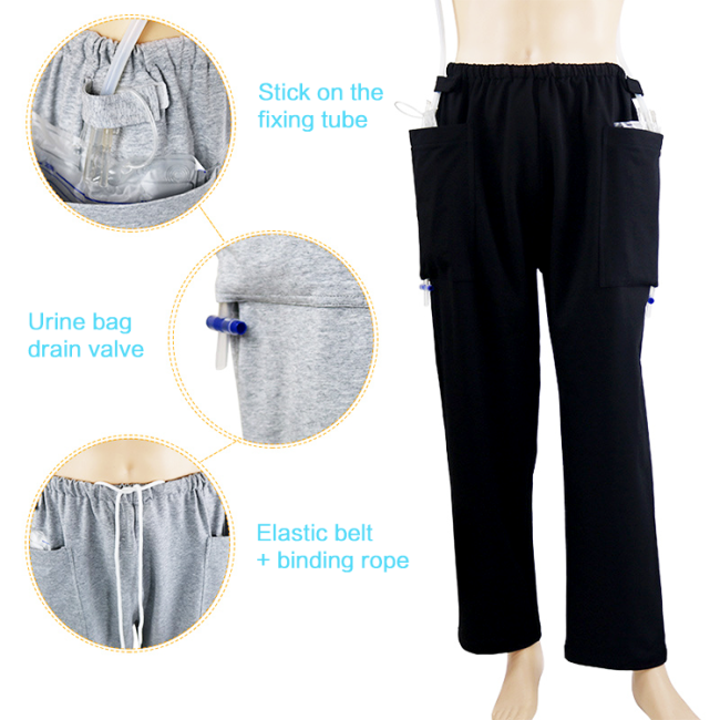 Pockets on both sides Urinary Incontinence Care Trousers for Bladder Anus Ostomy Fistula Abdominal Surgeries Patient