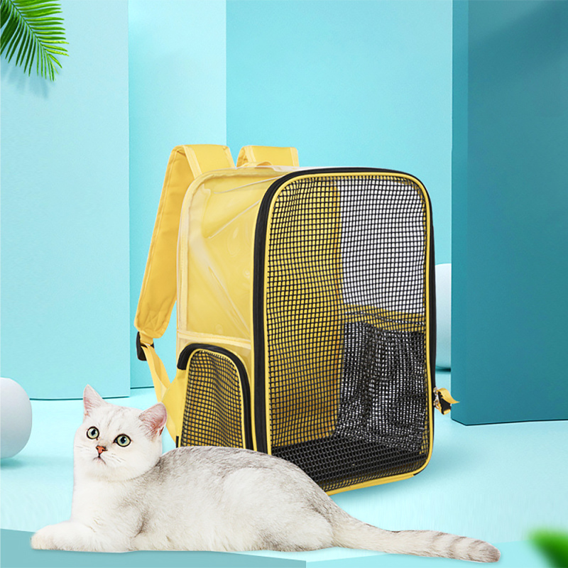 Portable Breathable Folding Pet Carrier with Inner Safety Strap for Puppy Travel Hiking Camping