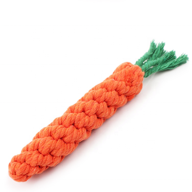 Hand Knitting Cotton Rope Woven Molar Carrot Dog Toy Dog Teeth Cleaning Gift Chew Durable Interactive Pet Carrot Cotton Toys