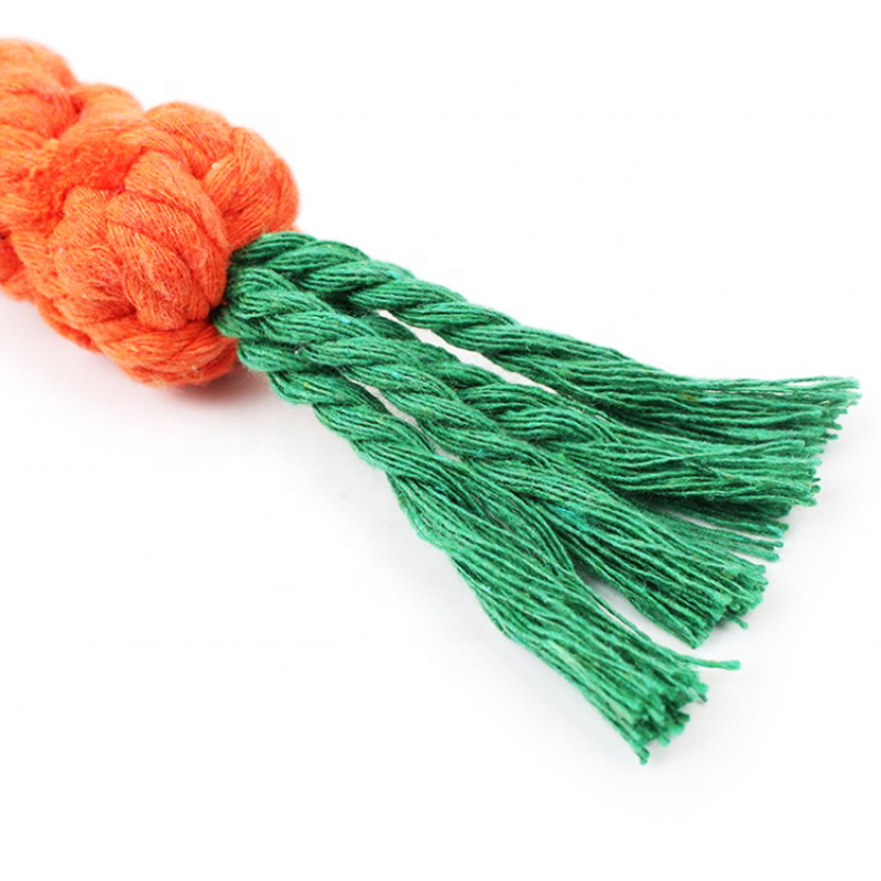 Hand Knitting Cotton Rope Woven Molar Carrot Dog Toy Dog Teeth Cleaning Gift Chew Durable Interactive Pet Carrot Cotton Toys