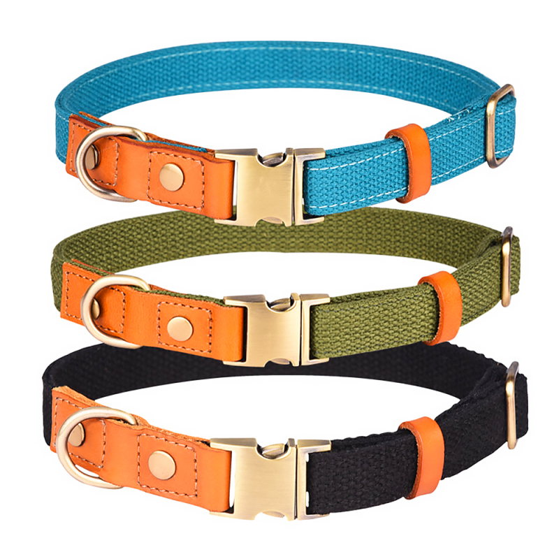 Wholesale Dog Collar Adjustable buckle Heavy-Duty Polyester leather Personalized Custom Dog Collar