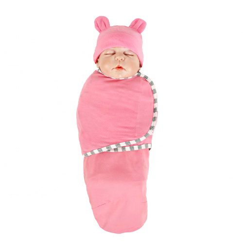 100% Cotton Baby Swaddle Blanket with Hat Set, Newborn Swaddle Wrap suit, Receiving Blankets