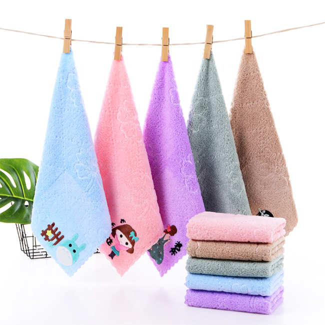 China wholesale Eco friendly Soft Customized Baby Kid Face Towel cartoon design printed Baby Soft Baby Face Towels
