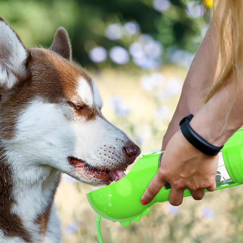 Multifunctional Leakproof outdoor portable pet dog bowl 4 in 1 Dog Water Bottle