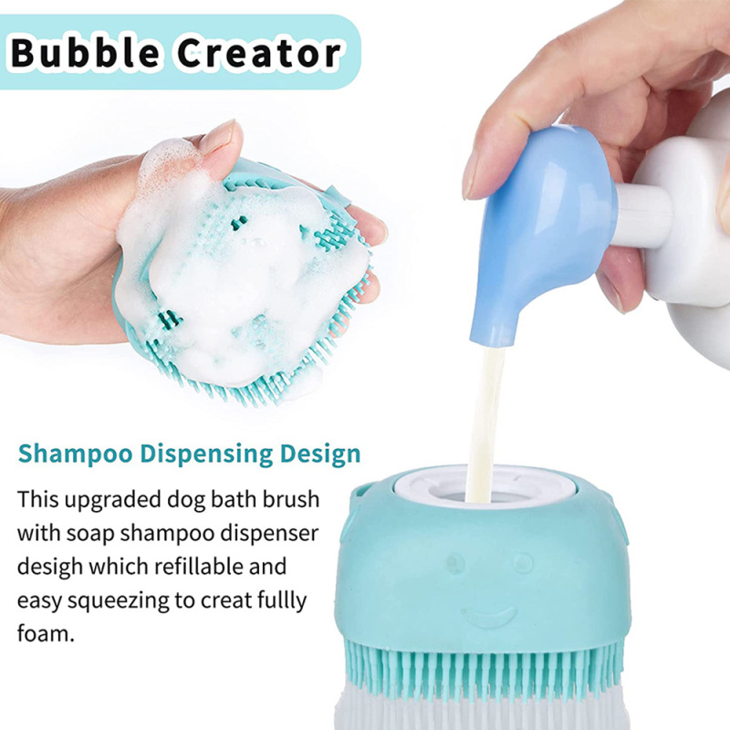Soft Silicone Pets Soap Brush Pet Shampoo Massage Dispenser Grooming Shower Brush