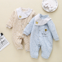 Free sample long sleeves baby rompers 100% cotton newborn baby clothes bodysuit baby boys' jumpsuit