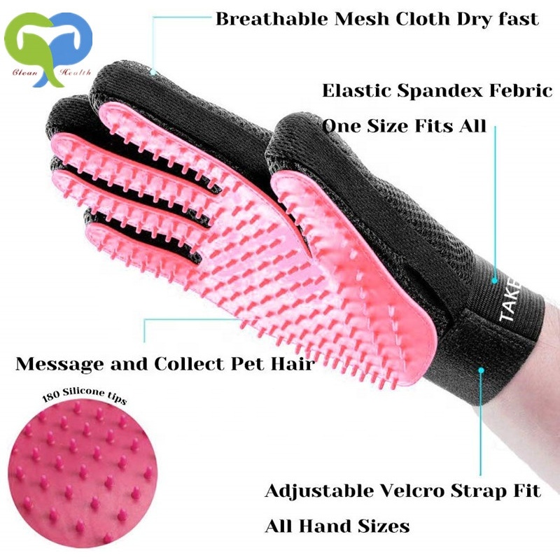 Five Finger Comb Tool adjustable Wrist Strap for Long & Short Fur Dog cat Horse Pet Grooming Brush Glove