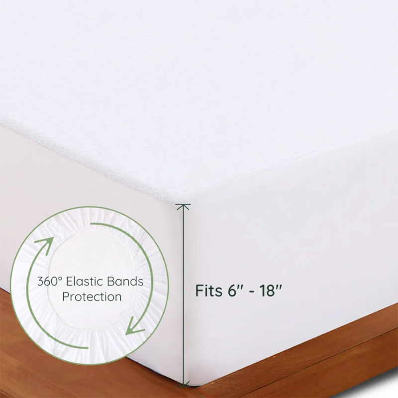 Bamboo Microfiber Terry Mattress Encasement Waterproof Mattress Protector