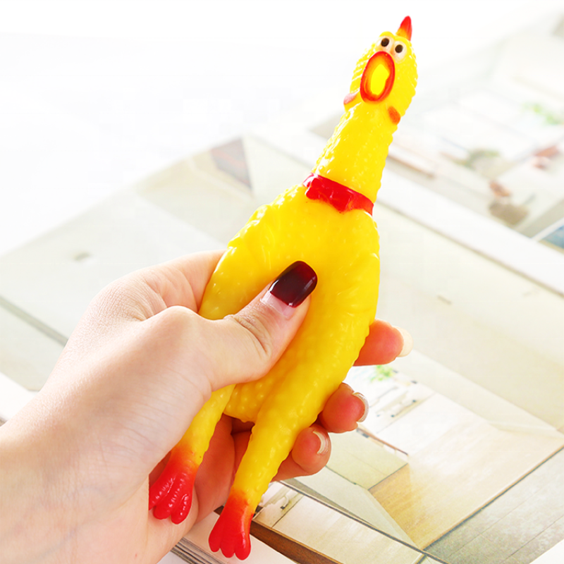 Funny Yellow Screaming Rubber Chicken Squeaky Bite Chew Dog Toys Crazy Chicken Toys tricky toy