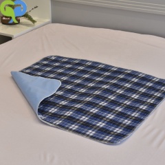 PVC washable underpad bed pad waterproof reusable BLUE check grid incontinence pad