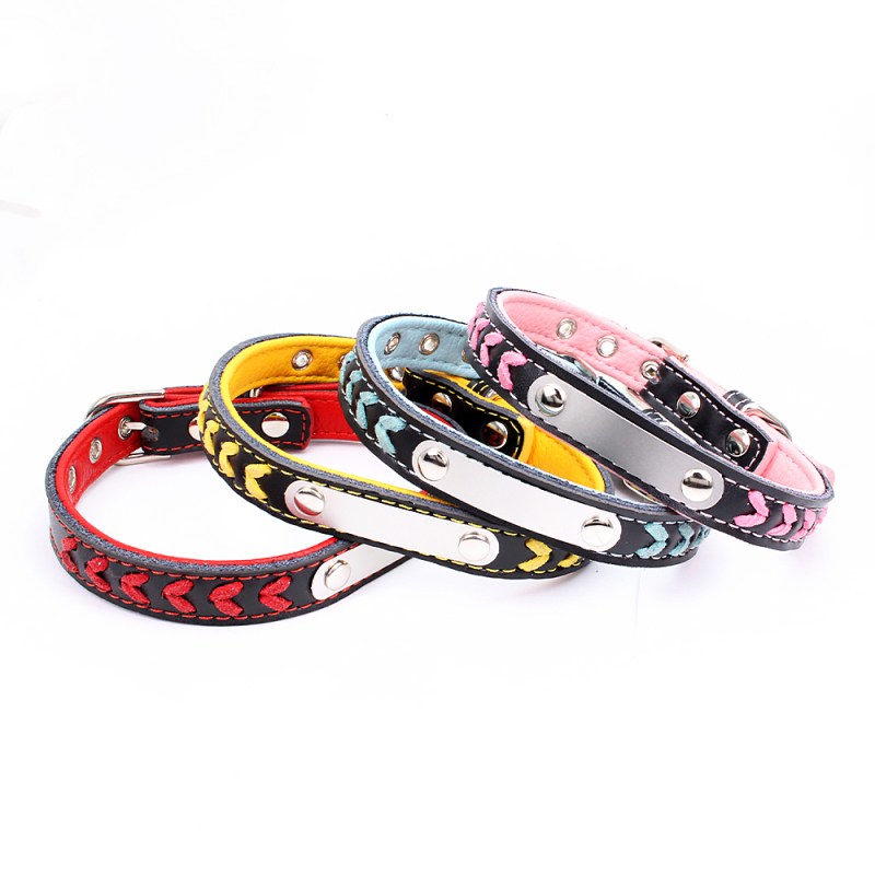 Adjustable Soft Breathable Leather Padded Puppy Collar Alloy Buckle Heavy Duty Waterproof Classic Dog Pet Collar
