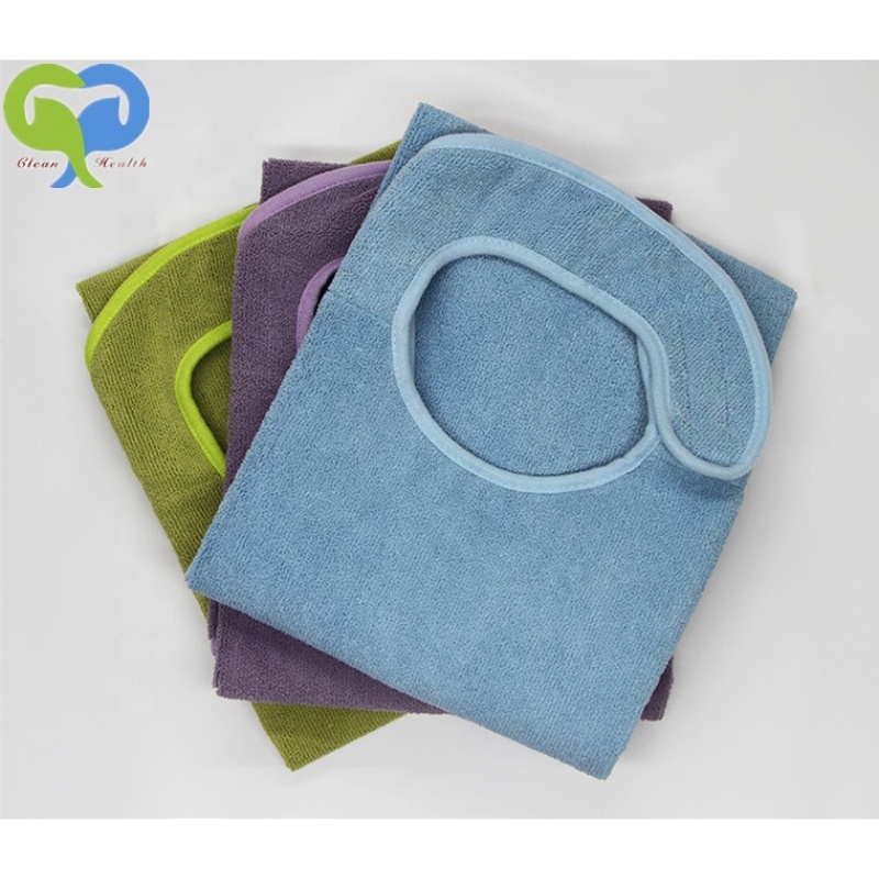 Terry Cloth Adult Bib Waterproof aprons for Eating Reusable Mealtime Clothing Protector for Elderly and Patients Washable