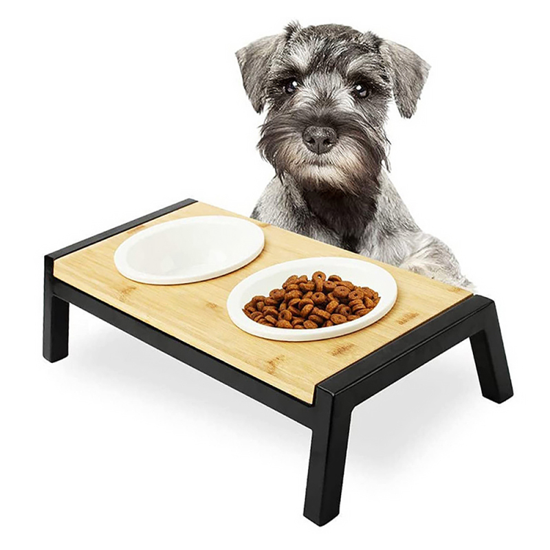 Wholesale  Double Pet Ceramics Pet Bowl  Elevated Metal Frame Dog Bowl Stand For Dogs