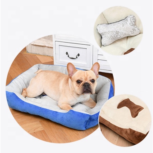 Black Friday Deals 2020 Luxury Flannel with Best Quality, Comfortable Rectangle Pets Bed with Bone Embroidery