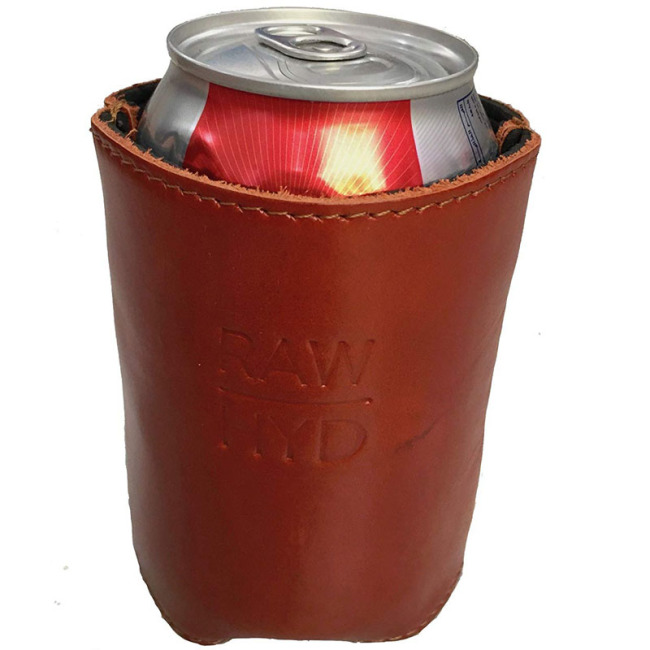 Wholesale Leather Beer  Cooler Holder Reddish Brow Leather Can Holder