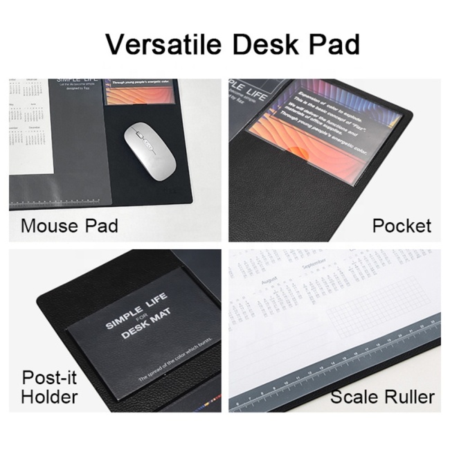 Waterproof Large Size Office Vegan PU Leather Calendar Desk Mat