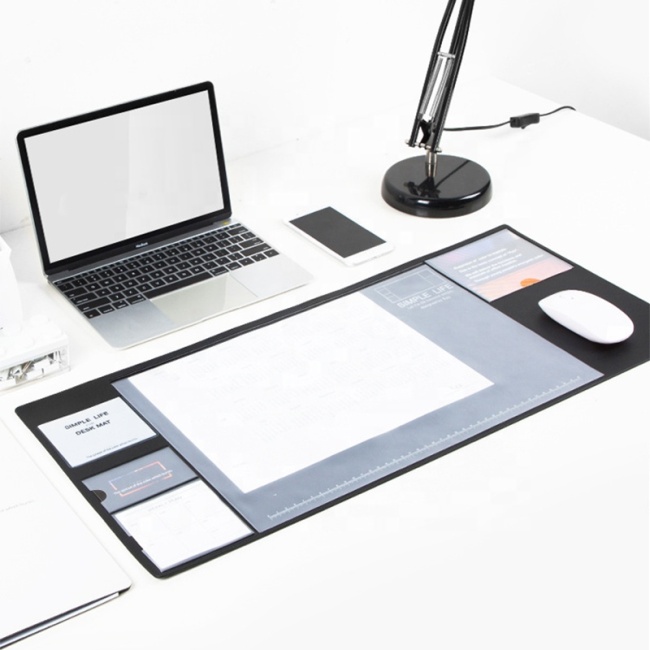 Waterproof Large Size Office Vegan PU Leather Calendar Desk Mat