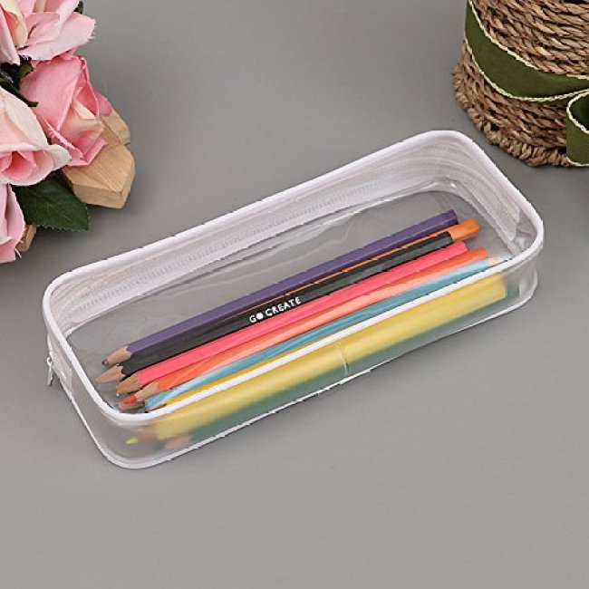 Clear Pencil Case /Transparent PVC Big Capacity Pencil Pouch/ Pen Bag Cosmetic Pouch with Zipper for School Office